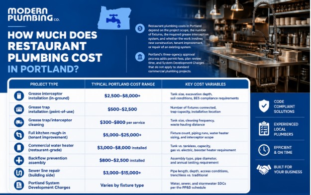 How Much Does Restaurant Plumbing Cost in Portland