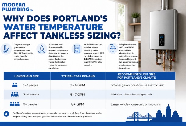 Why Does Portland's Water Temperature Affect Tankless Sizing?