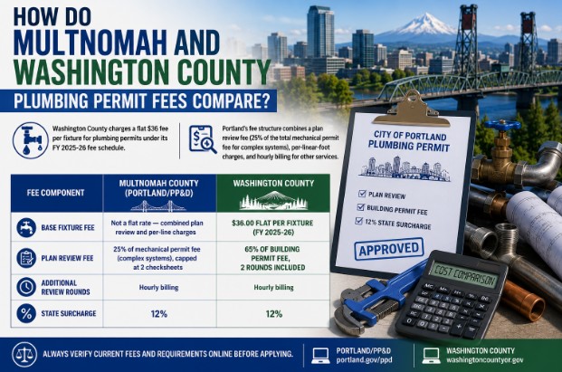 How Do Multnomah and Washington County Plumbing Permit Fees Compare?