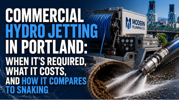 Commercial Hydro Jetting in Portland: When It’s Required, What It Costs, and How It Compares to Snaking