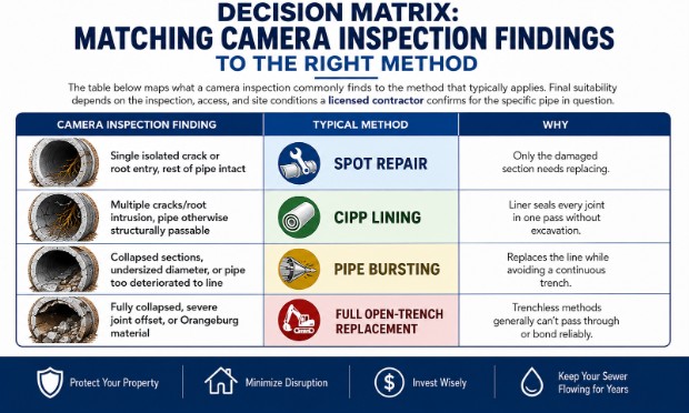 Decision Matrix: Matching Camera Inspection Findings to the Right Method