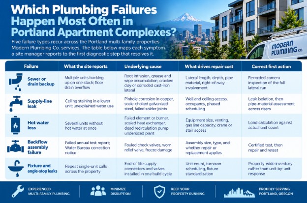 Which Plumbing Failures Happen Most Often in Portland Apartment Complexes?